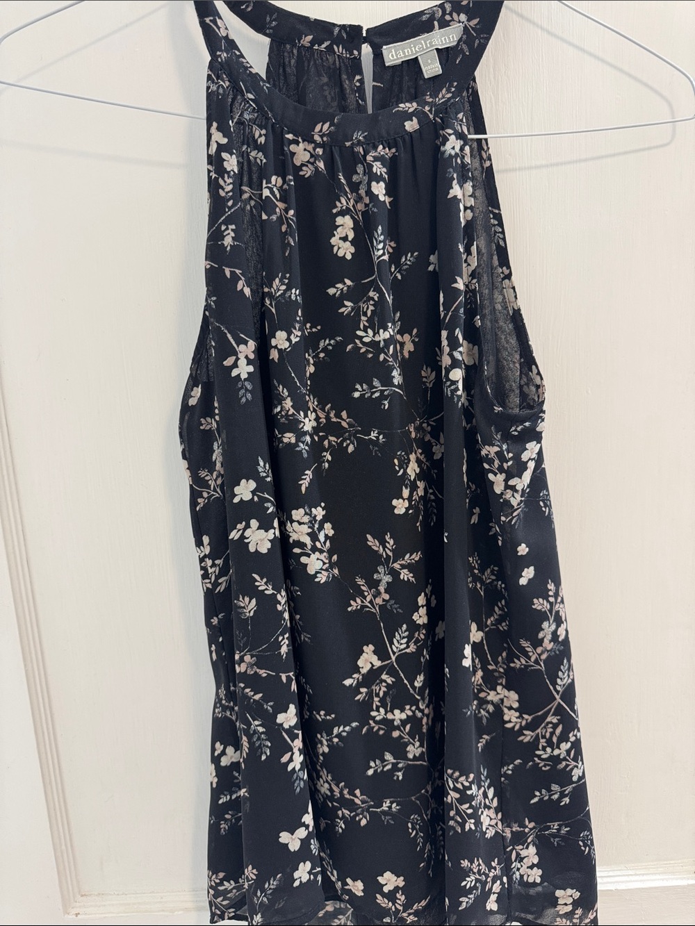 Daniel Rainn Black Floral Halter Blouse